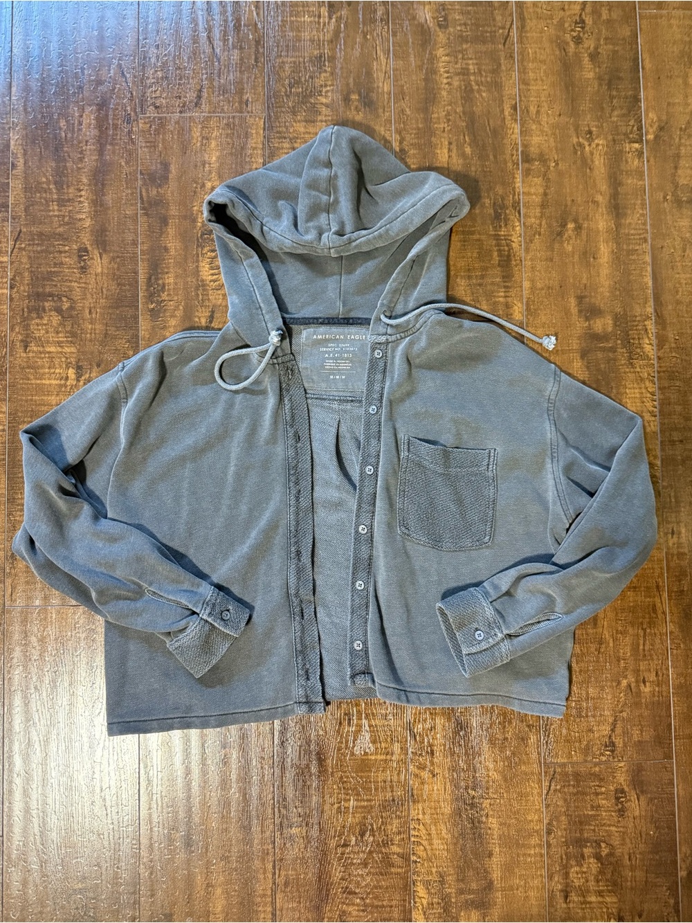 American Eagle Outfitters Women’s Gray Button-Front Hoodie